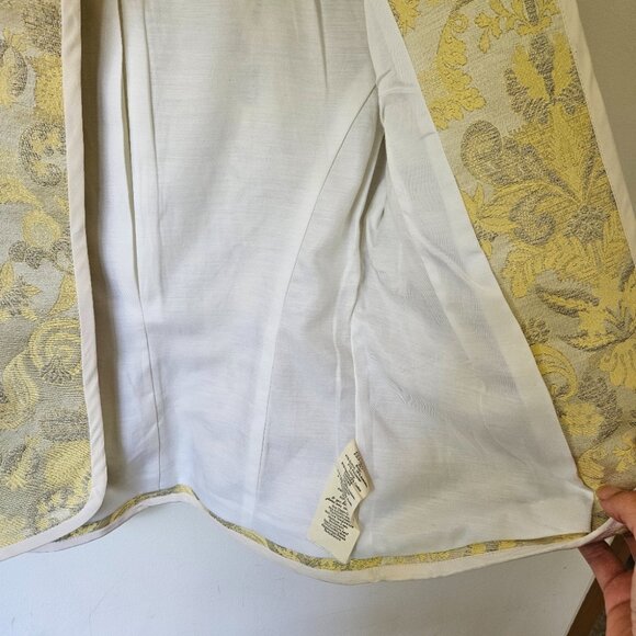 Aritzia Wilfred 'Festin' Brocade Jaquard Blazer Jacket Sz 2 Open Front Yellow - Picture 7 of 13